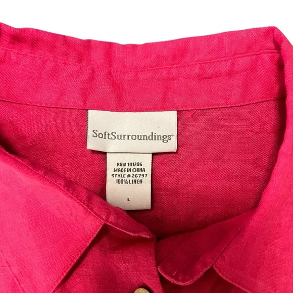 Soft Surroundings Outer Banks Linen Big Shirt Pink Flambé‎ 
SZ L - Picture 7 of 8
